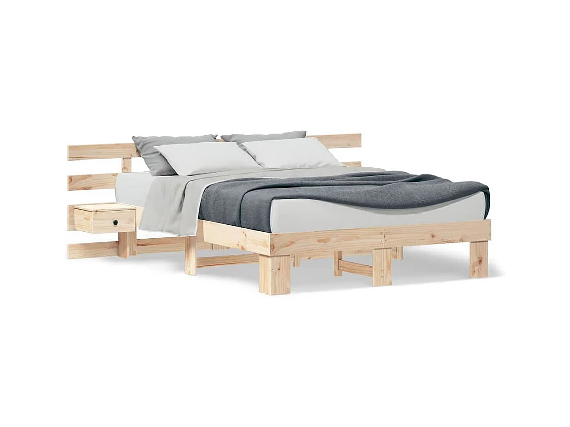 Cadre de lit avec tiroir Marron 150 x 200 cm Bois massif en pin