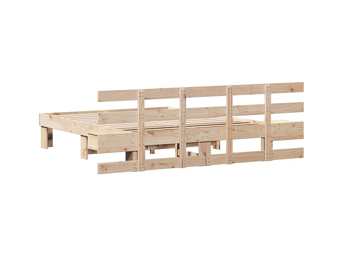Cadre de lit avec tiroir Marron 150 x 200 cm Bois massif en pin