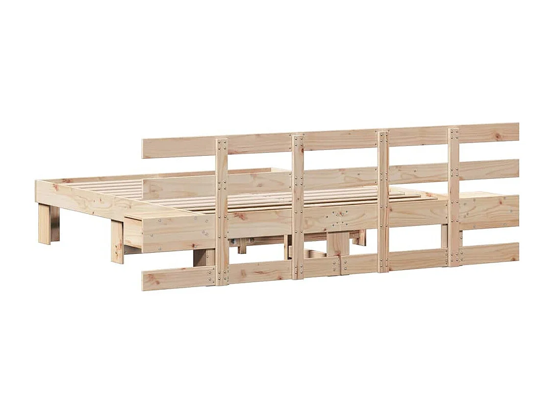 Bedframe met lade Bruin 150 x 200 cm Massief grenenhout