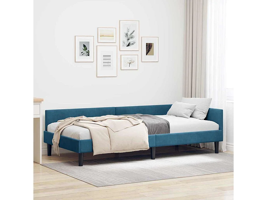 Estructura de Cama Esquinera con cabecera Azul 100 x 200 cm