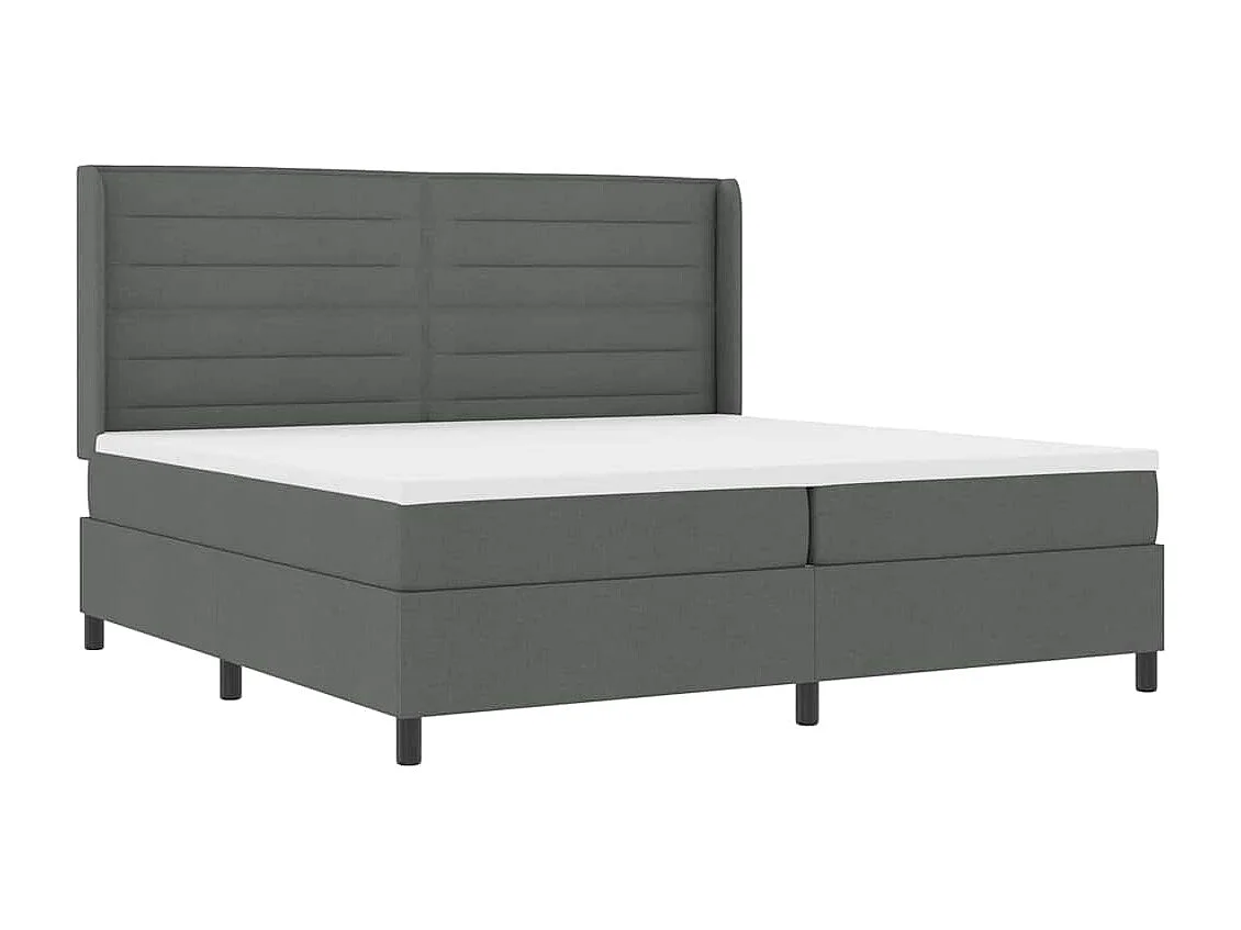 Cadre de lit avec matelas Gris foncé 200 x 200 cm tissu