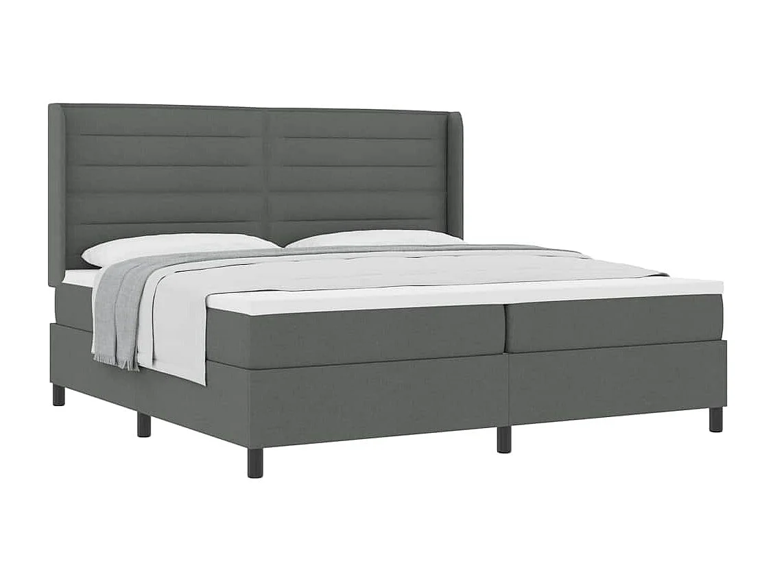Cadre de lit avec matelas Gris foncé 200 x 200 cm tissu