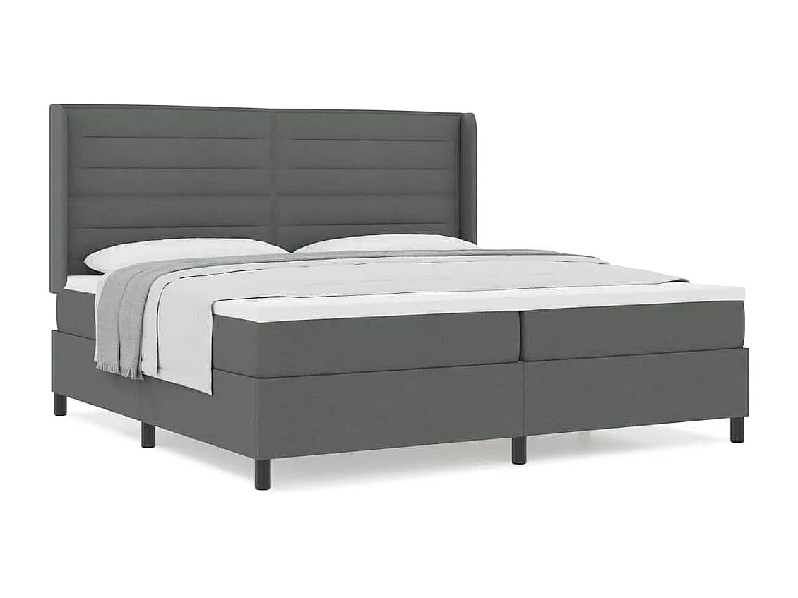 Cadre de lit avec matelas Gris foncé 200 x 200 cm tissu