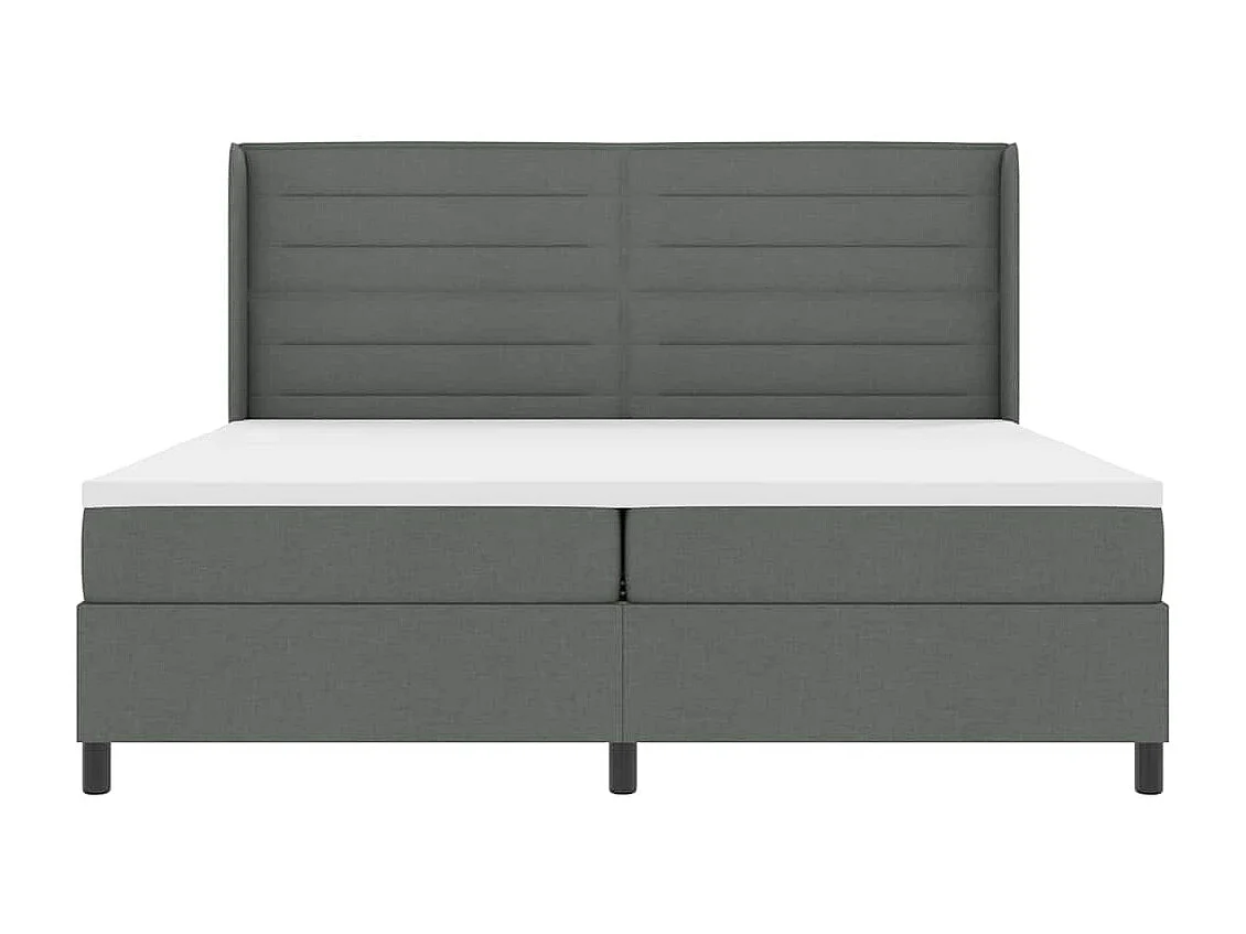 Cadre de lit avec matelas Gris foncé 200 x 200 cm tissu