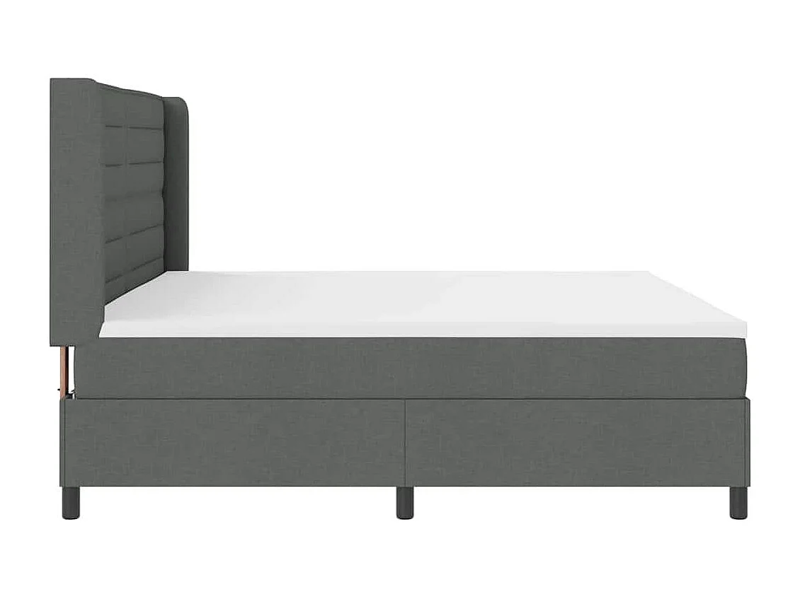 Cadre de lit avec matelas Gris foncé 200 x 200 cm tissu