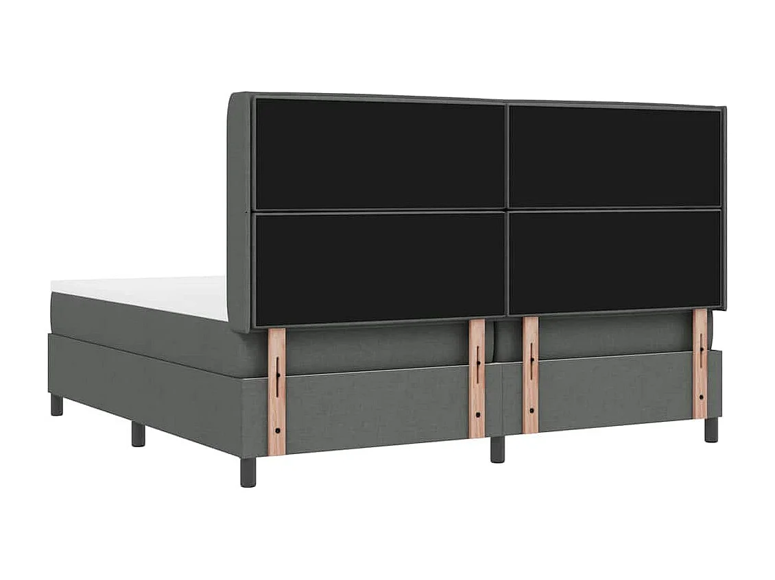 Cadre de lit avec matelas Gris foncé 200 x 200 cm tissu
