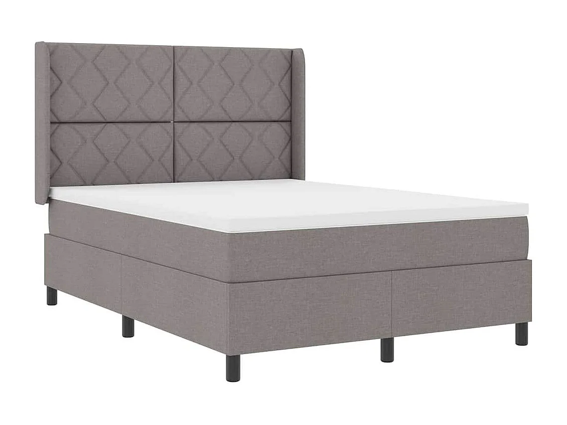 Cadre de lit avec matelas Taupe 160 x 200 cm tissu