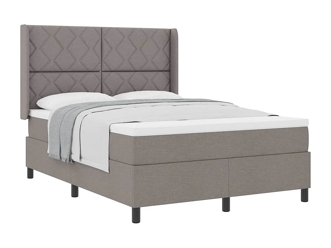 Cadre de lit avec matelas Taupe 160 x 200 cm tissu