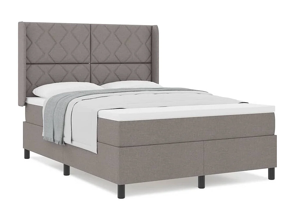 Cadre de lit avec matelas Taupe 160 x 200 cm tissu