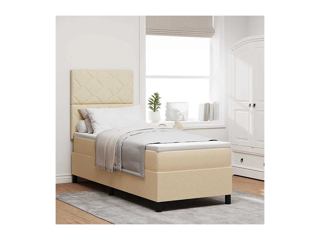 Cadre de lit avec matelas Crème 80 x 200 cm tissu