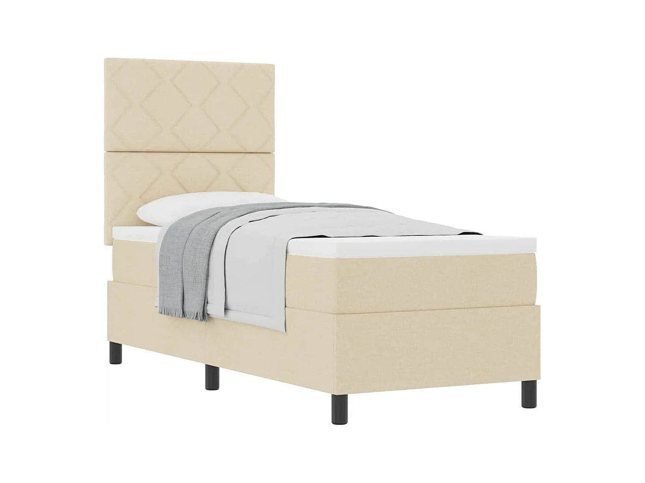 Cadre de lit avec matelas Crème 80 x 200 cm tissu