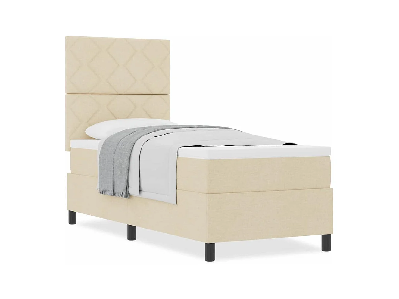 Cadre de lit avec matelas Crème 80 x 200 cm tissu