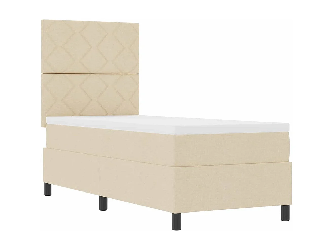 Cama Box com colchão com cabeceira Creme 80 x 200 cm tecido