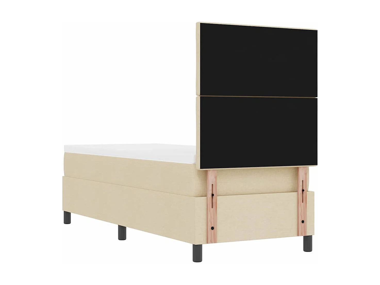 Cama Box com colchão com cabeceira Creme 80 x 200 cm tecido