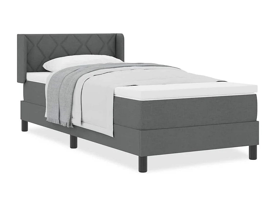 Cadre de lit avec matelas avec matelas Gris foncé 90 x 190 cm