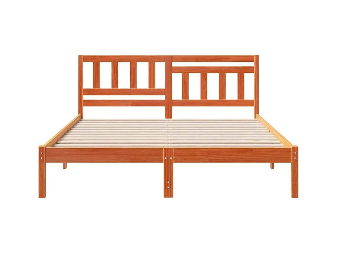 Estructura de cama con cabecera Marrón cera 150 x 200 cm