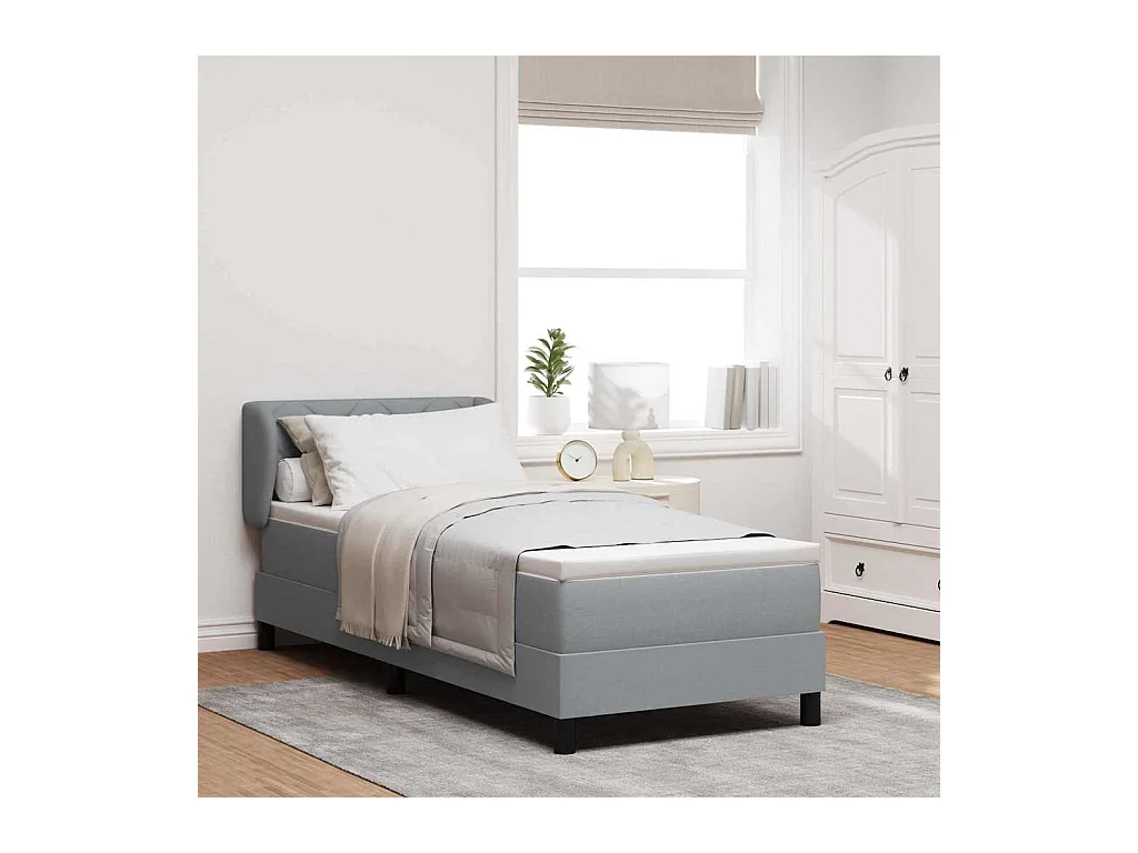 Cadre de lit avec matelas Gris clair 80 x 200 cm tissu