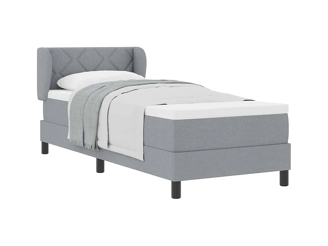 Cadre de lit avec matelas Gris clair 80 x 200 cm tissu