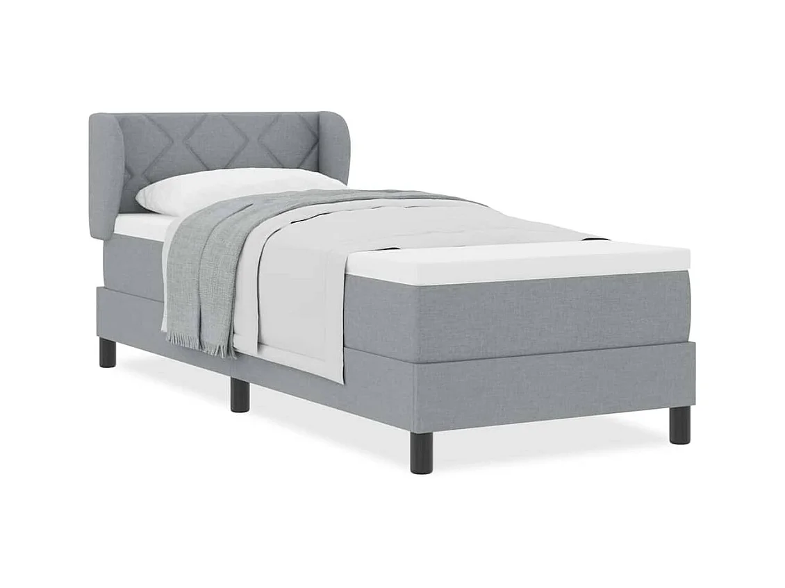 Cadre de lit avec matelas Gris clair 80 x 200 cm tissu