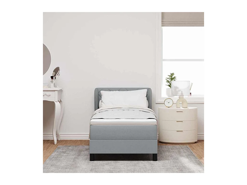 Cadre de lit avec matelas Gris clair 80 x 200 cm tissu