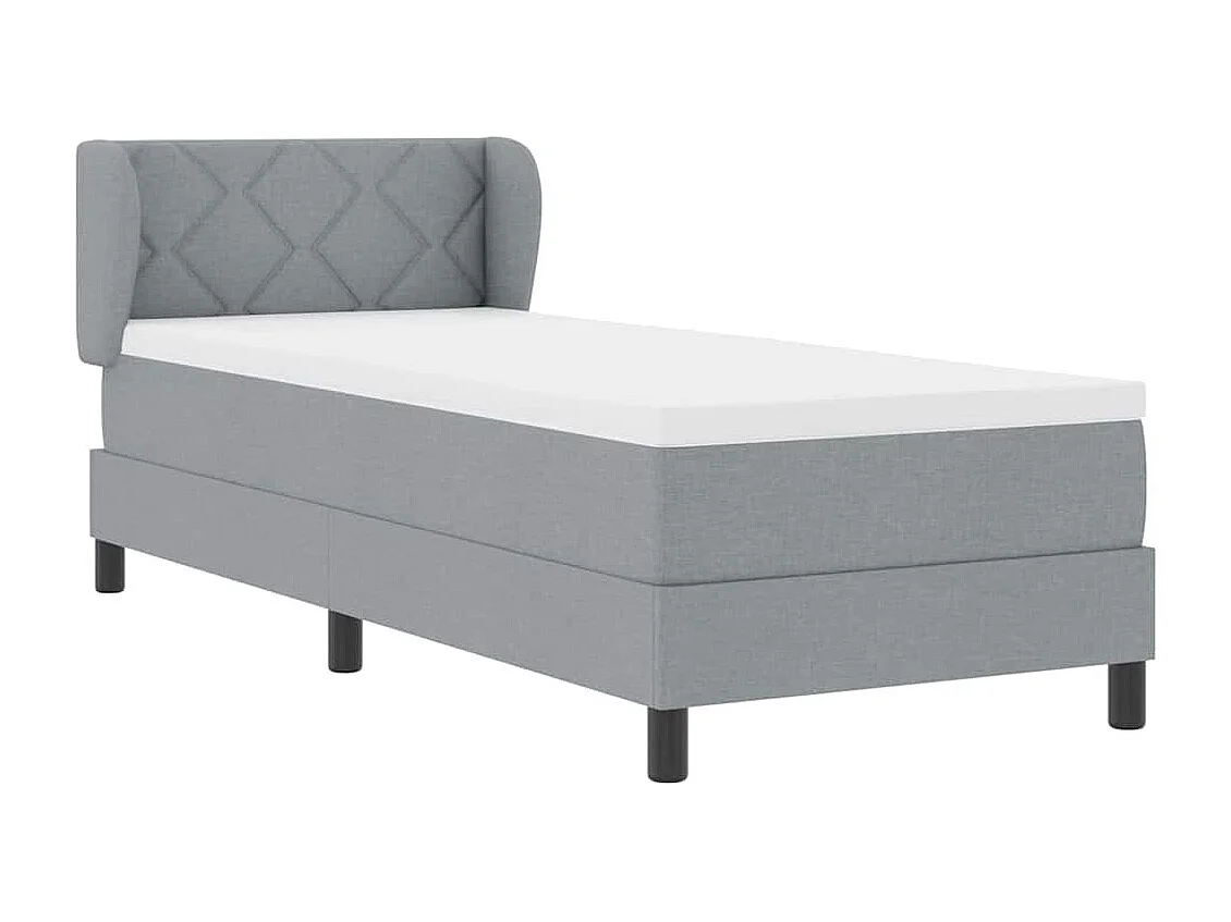 Cadre de lit avec matelas Gris clair 80 x 200 cm tissu