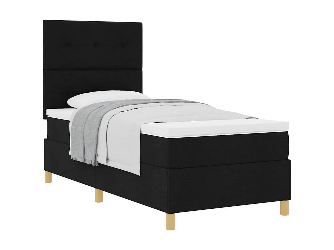 Cama Box com cabeceira Preto 80 x 200 cm tecido