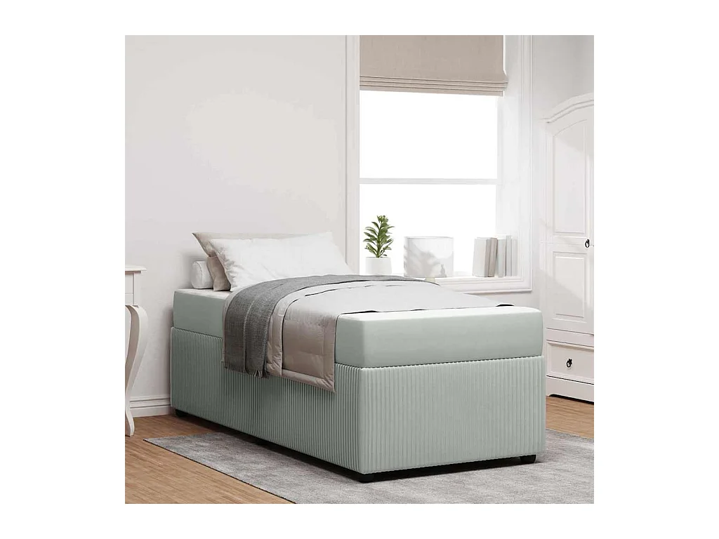 Cadre de lit avec matelas Gris clair 90 x 190 cm Velours