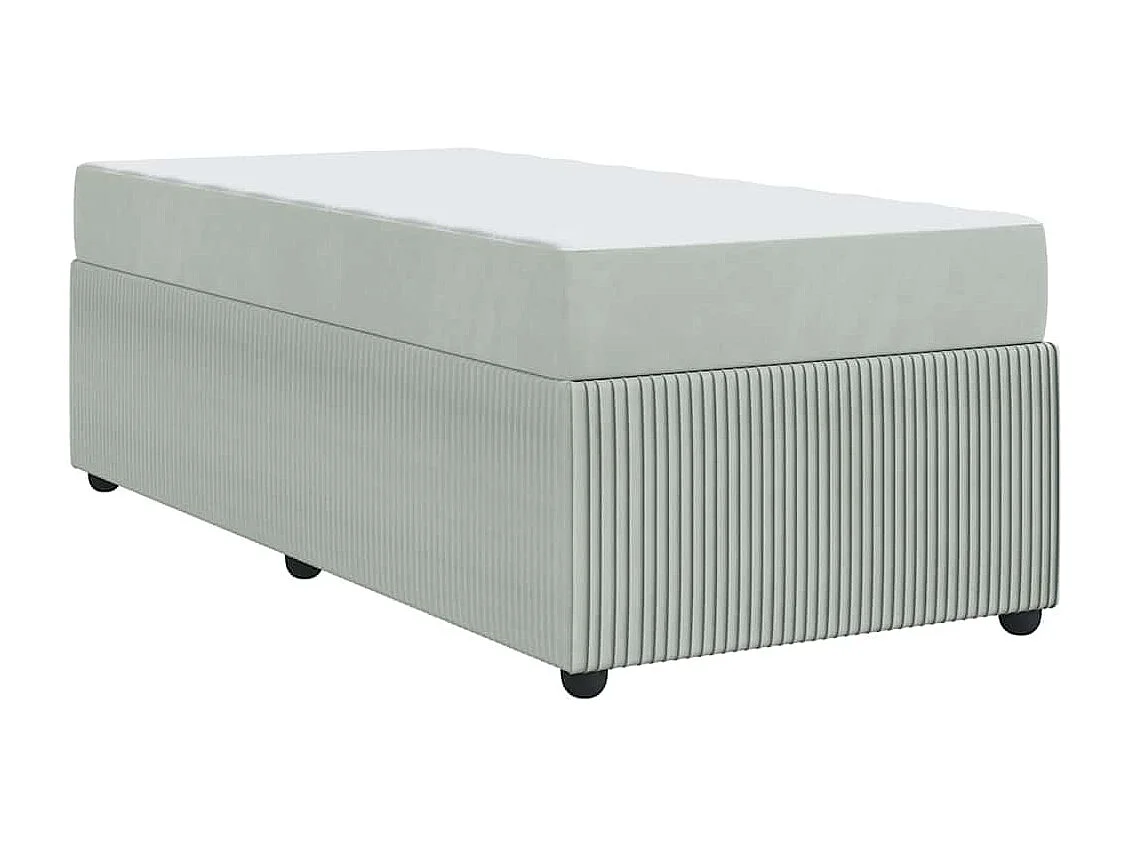Cadre de lit avec matelas Gris clair 90 x 190 cm Velours