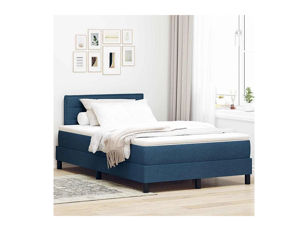 Cama box spring con colchón con colchón Azul 120 x 190 cm tela