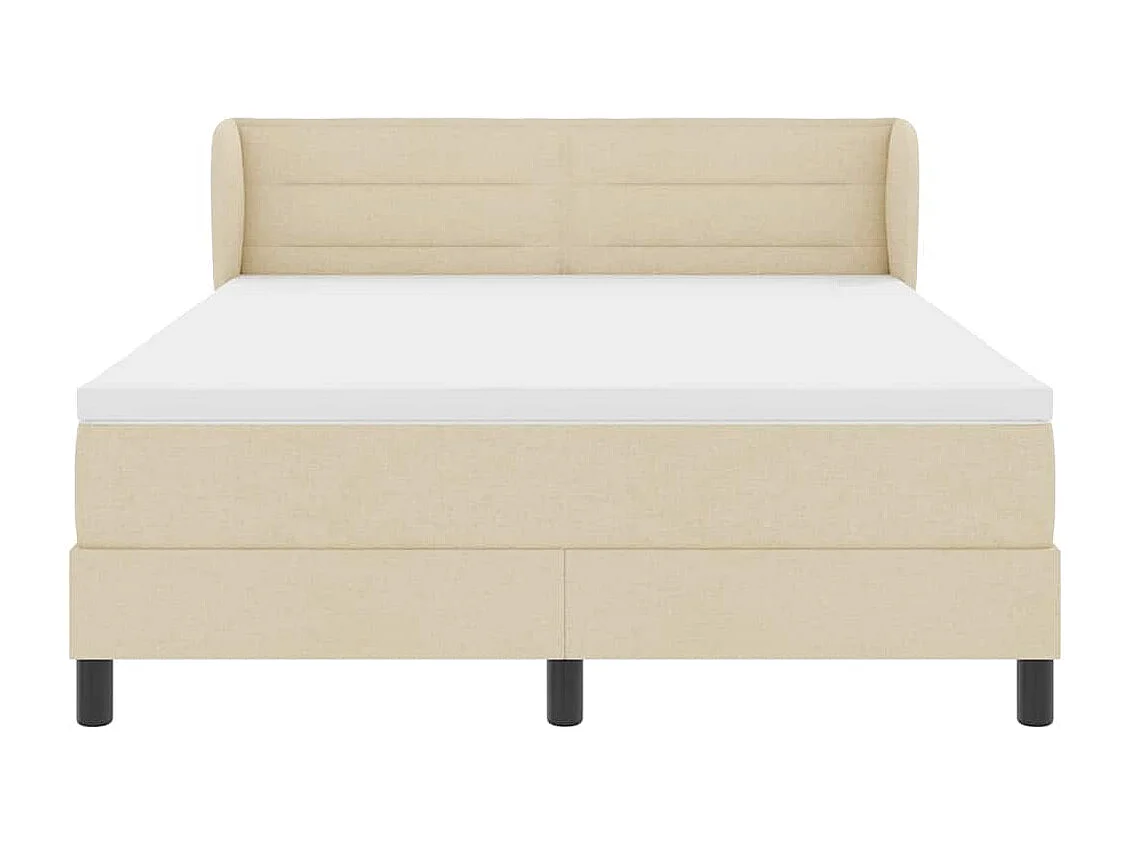 Cama box spring con colchón con colchón Crema 140 x 200 cm tela