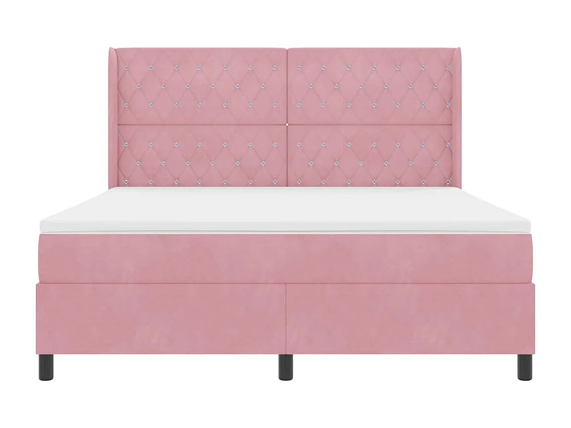Cadre de lit avec tête de lit Rose 180 x 200 cm Velours