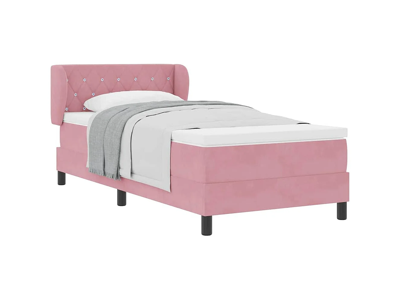 Cadre de lit avec matelas gris foncé 80x200 cm en velours