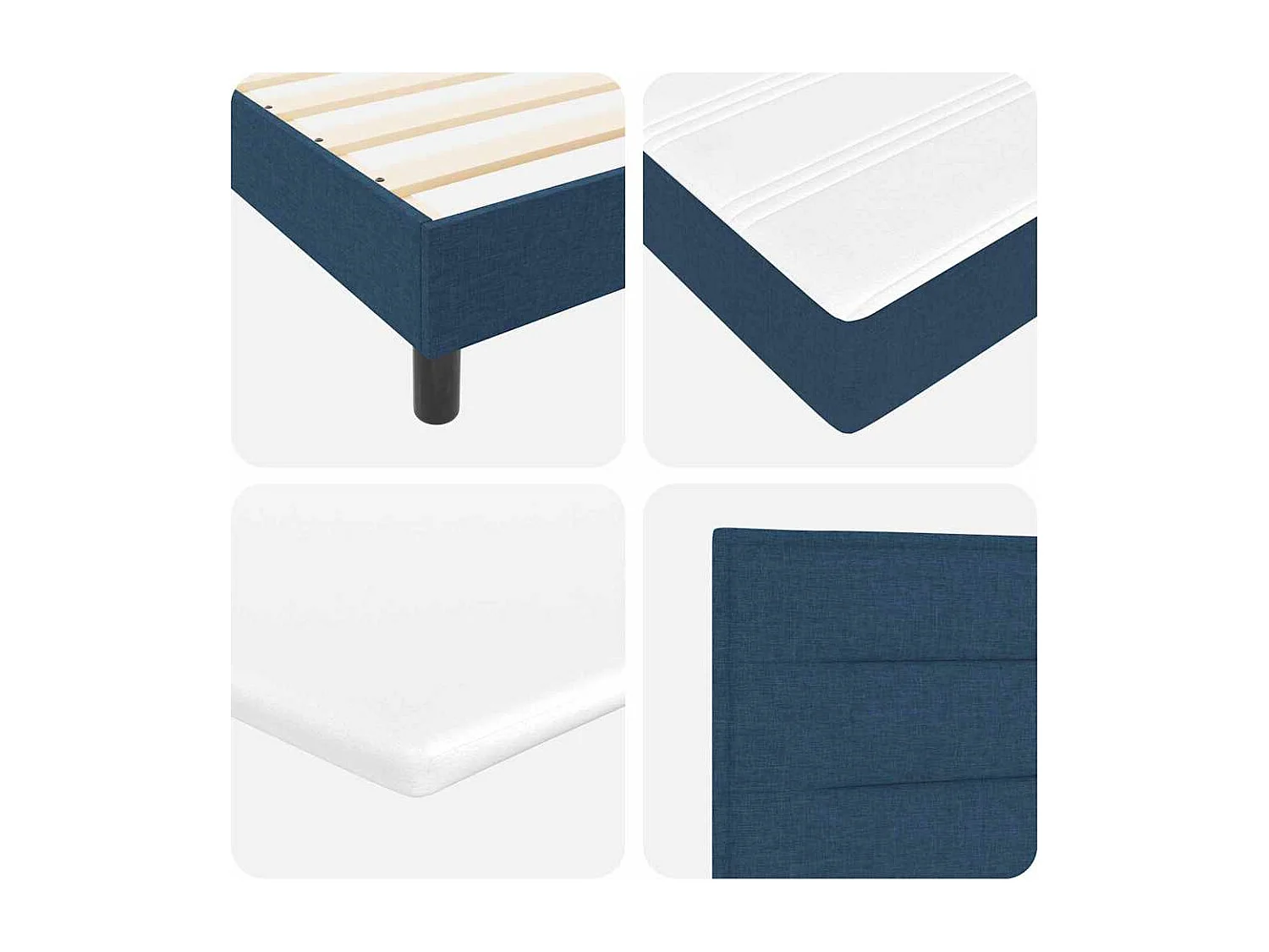 Cadre de lit avec matelas avec matelas Bleu 140 x 190 cm tissu