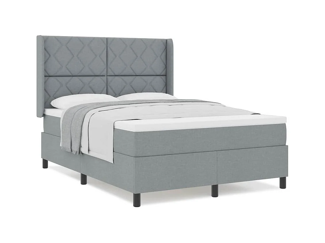Cadre de lit avec matelas Gris clair 140 x 190 cm tissu