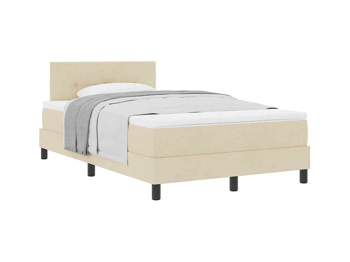 Cama box spring con colchón con colchón Crema 120 x 190 cm tela
