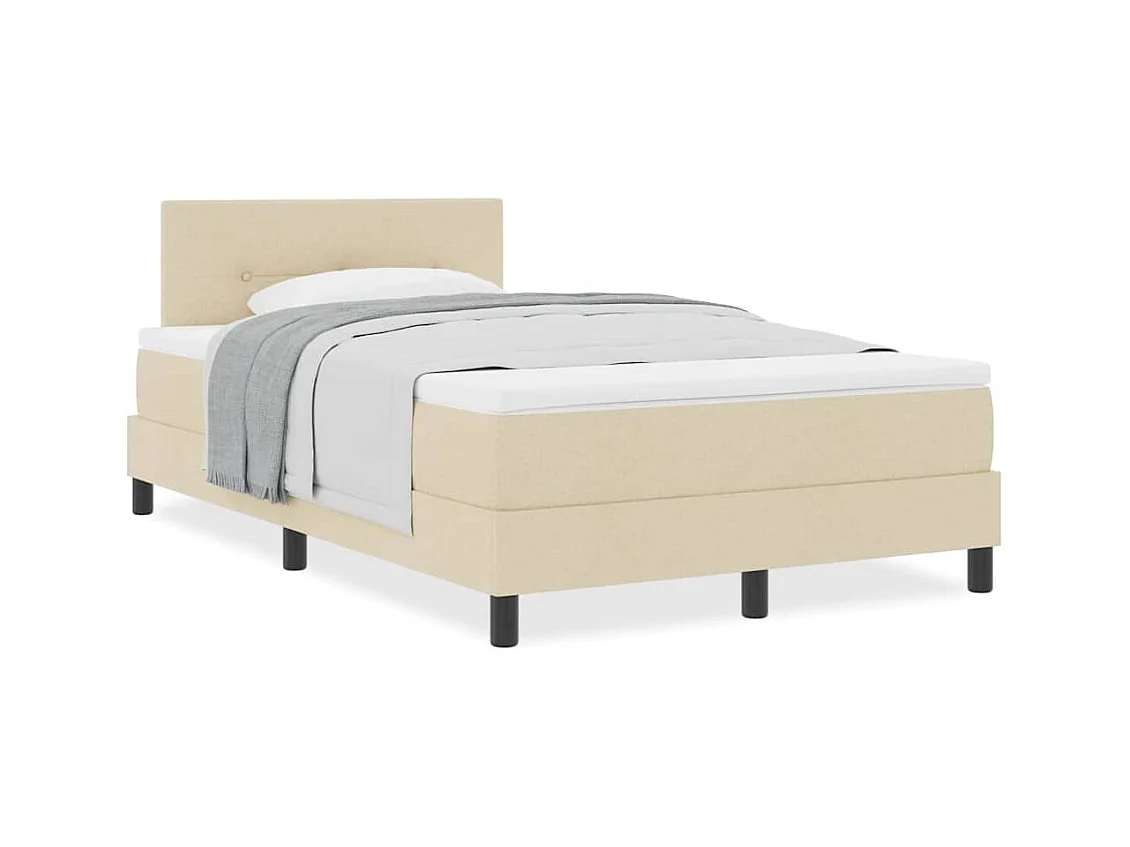 Cama box spring con colchón con colchón Crema 120 x 190 cm tela