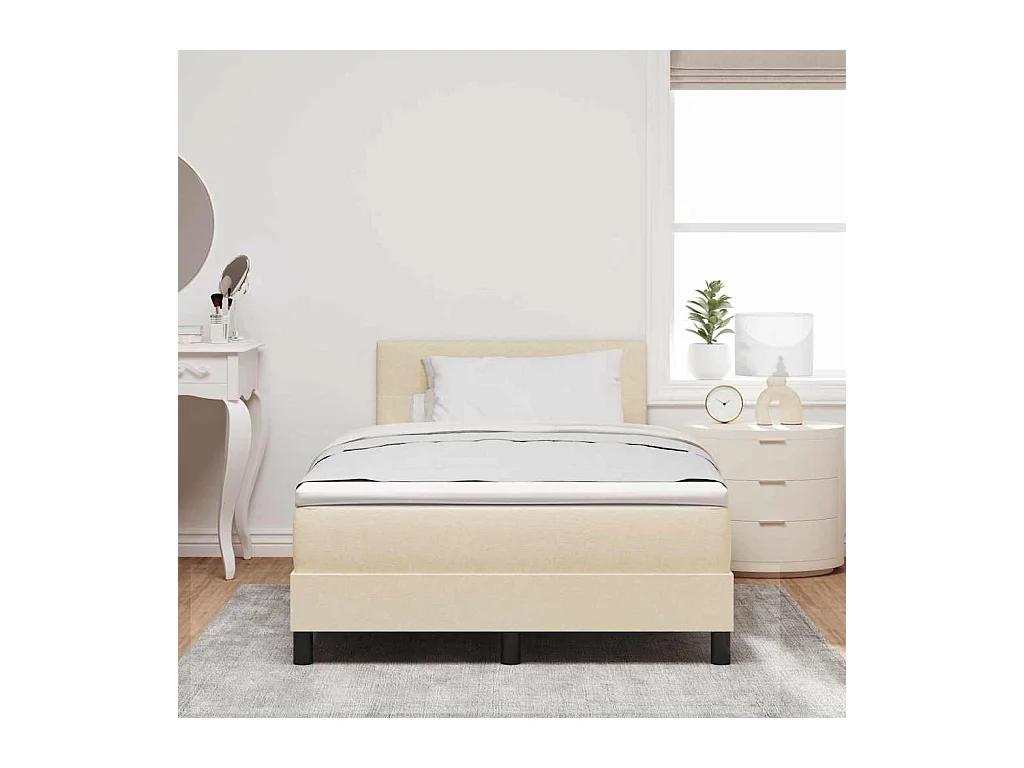Cama box spring con colchón con colchón Crema 120 x 190 cm tela