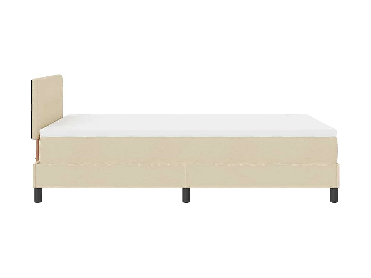Cadre de lit avec matelas Crème 120 x 190 cm tissu