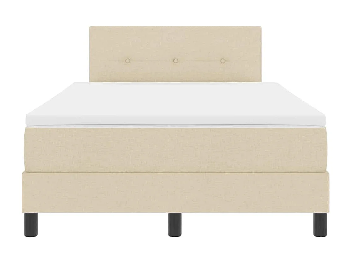 Cadre de lit avec matelas Crème 120 x 190 cm tissu