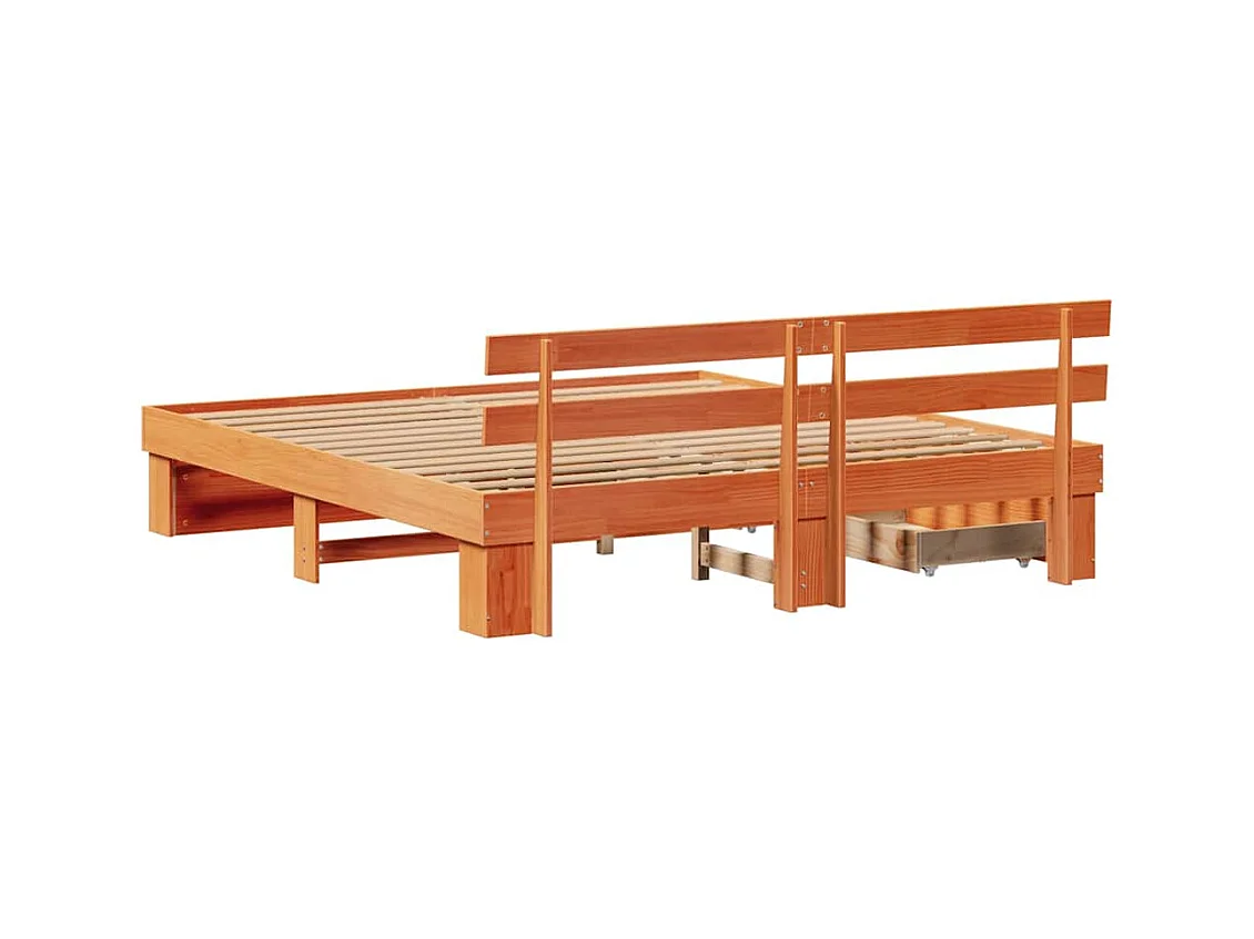 Estructura de cama con cabecera Marrón cera 200 x 200 cm