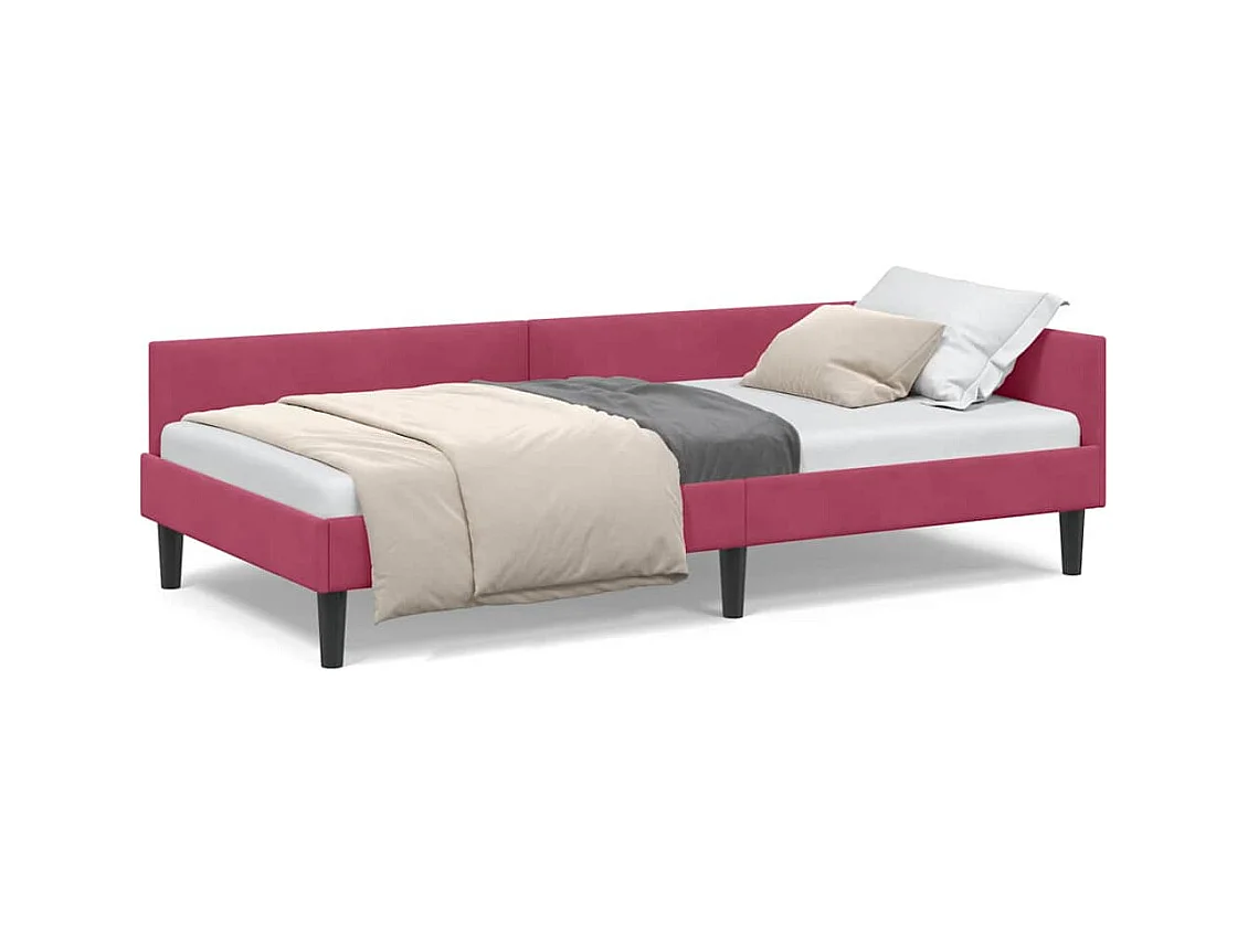 Cadre de lit d'angle Rouge bordeaux 90 x 200 cm