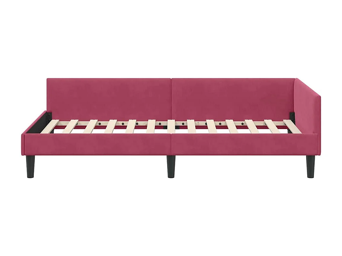 Cadre de lit d'angle Rouge bordeaux 90 x 200 cm