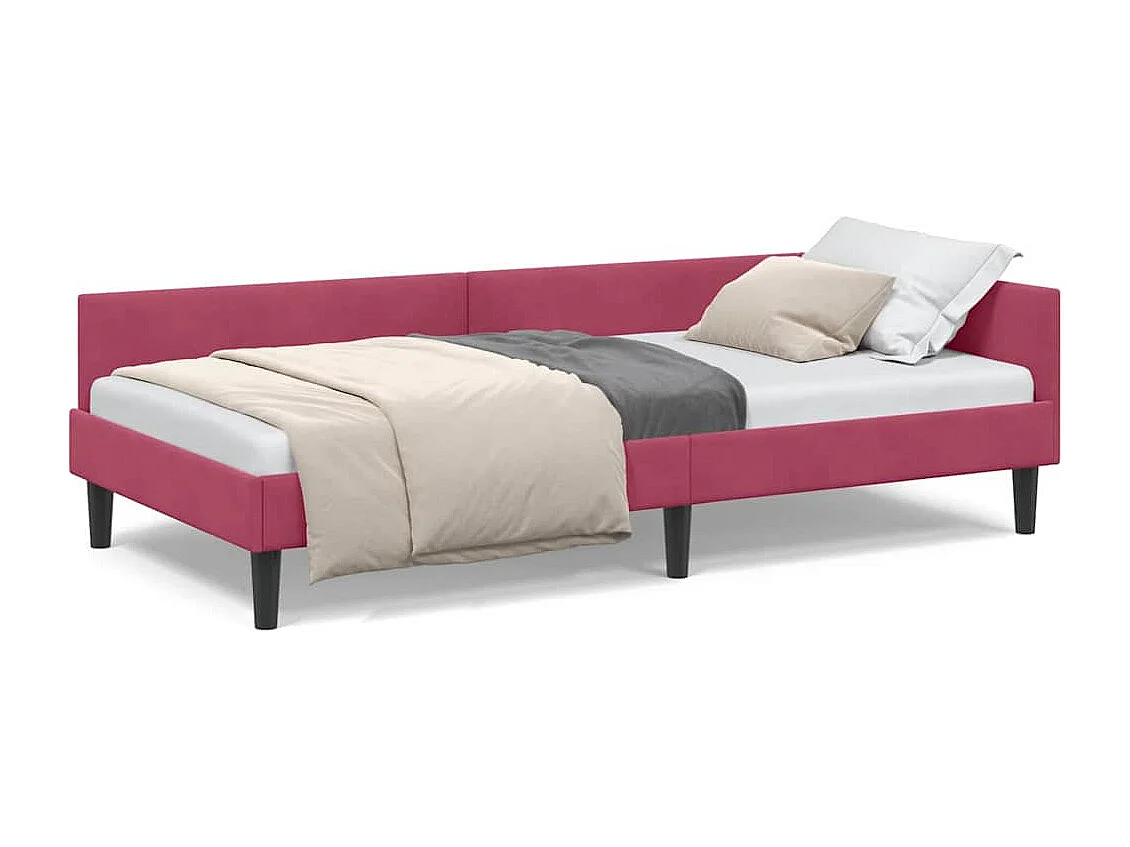 Cadre de lit d'angle Rouge bordeaux 90 x 200 cm