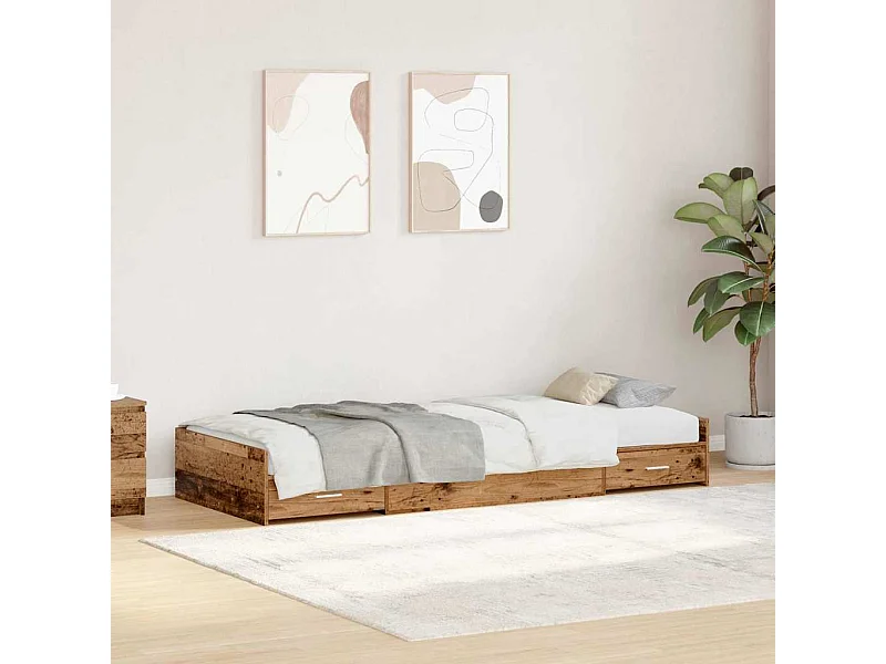 Cama con almacenamiento con cabecera Madera Vieja 100 x 200 cm