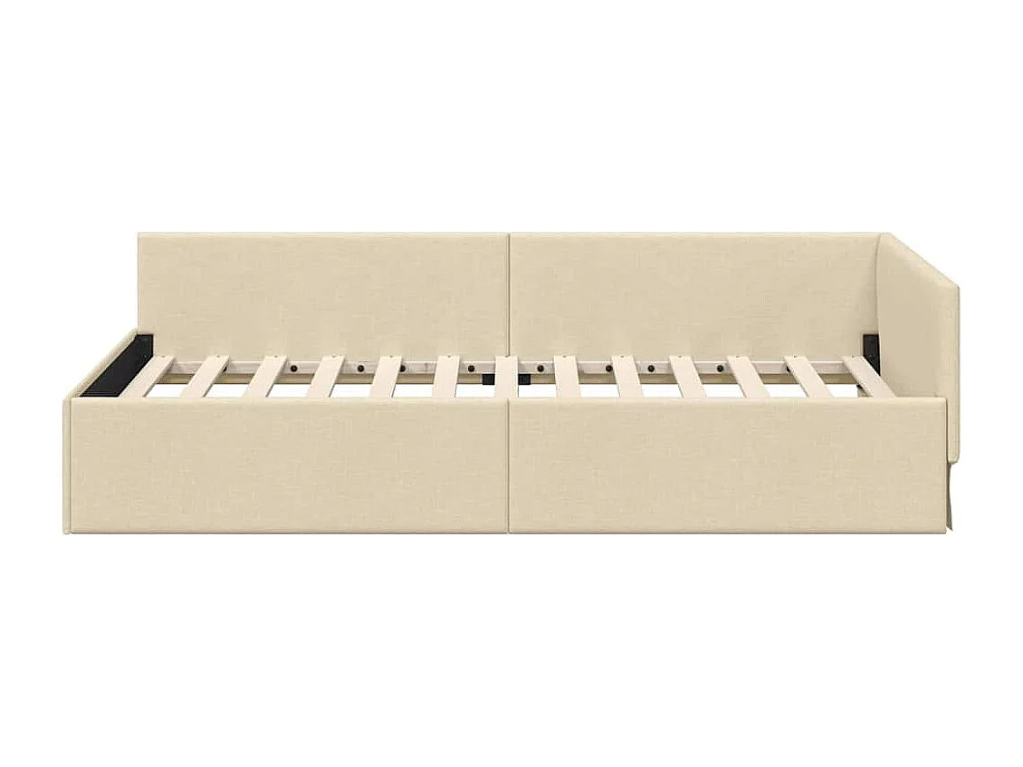 Cadre de lit d'angle avec tête de lit Crème 90 x 200 cm