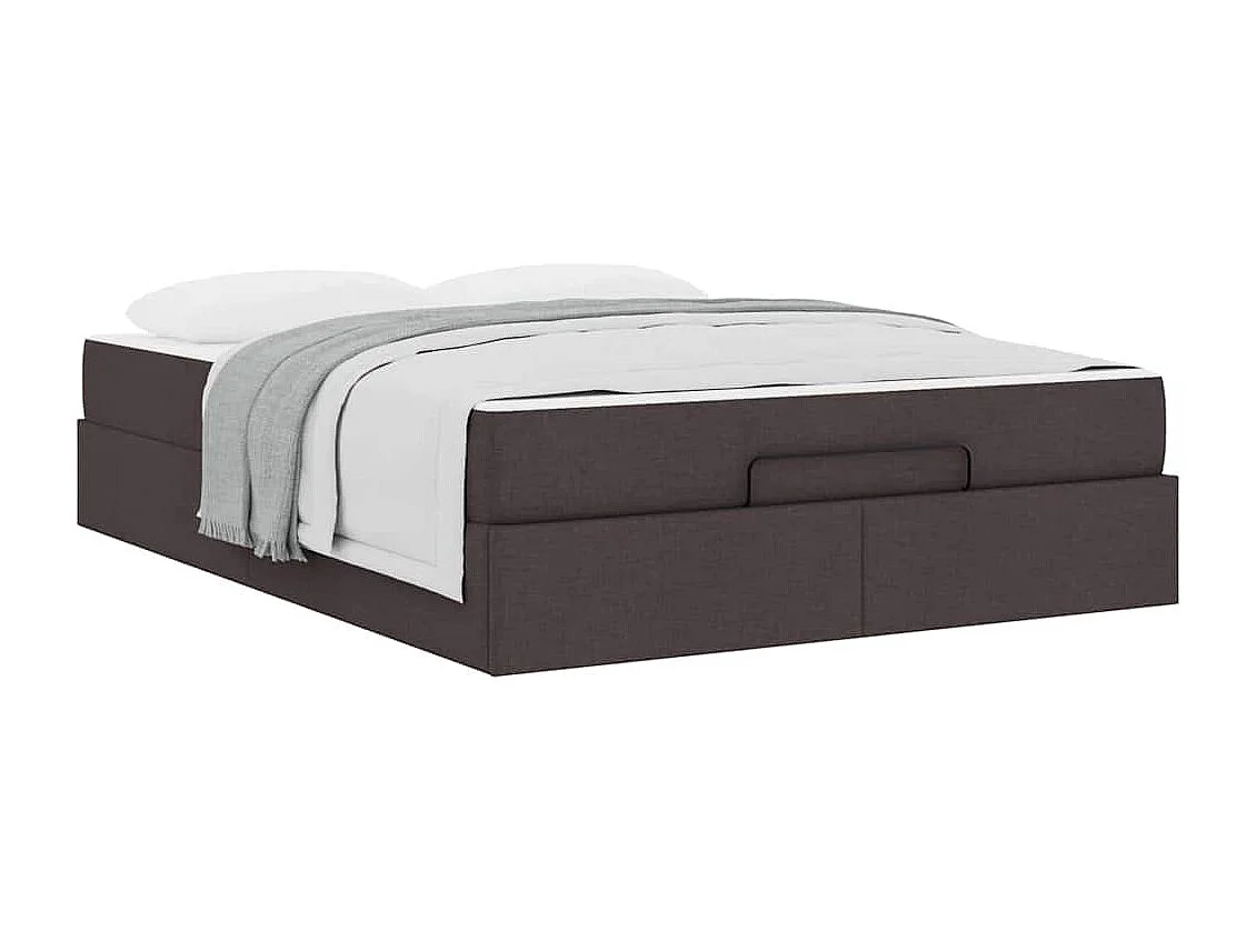 Estructura de cama con colchón Marrón oscuro 140 x 190 cm tela
