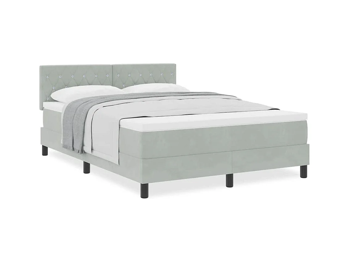 Cadre de lit avec matelas Gris clair 140 x 200 cm tissu