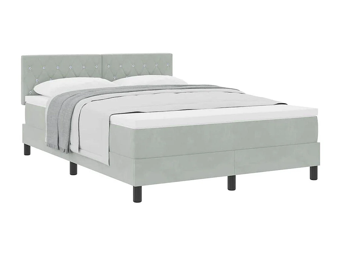 Cadre de lit avec matelas Gris clair 140 x 200 cm tissu