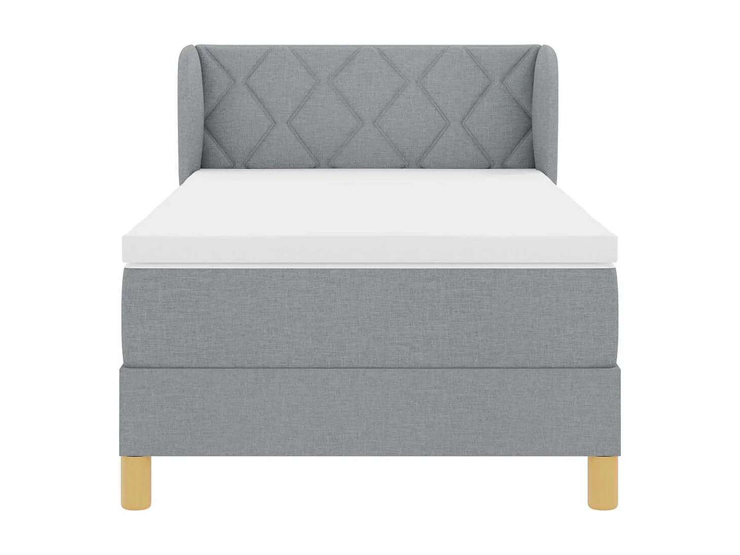 Cama con somier y colchón Crema 90x200 cm Fabric Gris claro