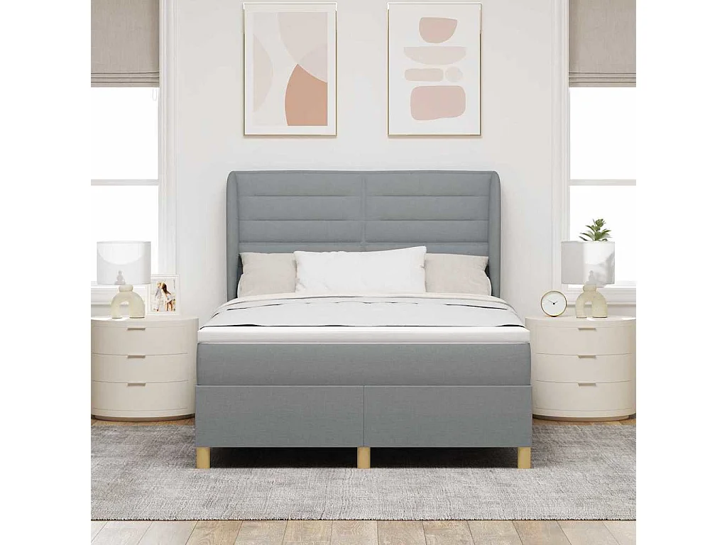 Cadre de lit avec matelas gris foncé 90x190 cm Gris clair